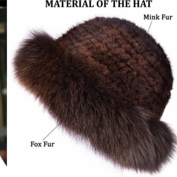 Mink Hat Real Fur Hat Knit Furry Womens Brown main image 5